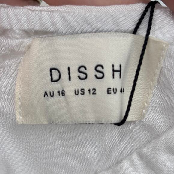 New Dissh Andrea White Linen Midi Dress Womens 12 Maxi Open Back Bridal Party - Picture 8 of 13